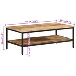 vidaXL Table basse 100x50x35 cm bois de manguier massif brut