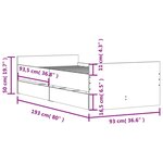 vidaXL Cadre de lit avec tiroirs blanc 90x190 cm