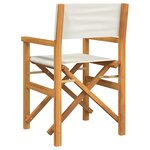 vidaXL Chaise de metteur en scène pliante crème bois teck massif