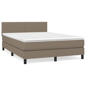 vidaXL Sommier à lattes de lit avec matelas Taupe 140x190 cm Tissu