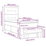vidaXL Lit à ressort avec matelas et banc Gris clair 100x200 cm Velours