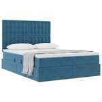 vidaXL Lit avec rangement et matelas Bleu foncé 140 x 190 cm Velours