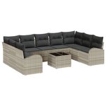 Ensemble de canapé de jardin 10 pièces avec coussins Gris Rotin Synthétique