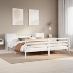 vidaXL Lit bibliothèque sans matelas blanc 200x200 cm bois pin massif