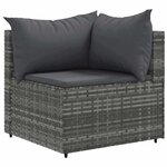 vidaXL Salon de jardin 9 Pièces avec coussins Gris Résine tressée