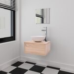 vidaXL Meuble de salle de bain 4 Pièces avec lavabo et robinet Beige