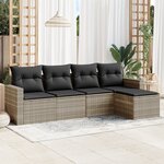 vidaXL Salon de jardin 5 Pièces avec coussins gris clair résine tressée