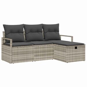 vidaXL Ensemble de canapé de jardin 4 Pièces Gris clair 175 x 117 x 85 cm