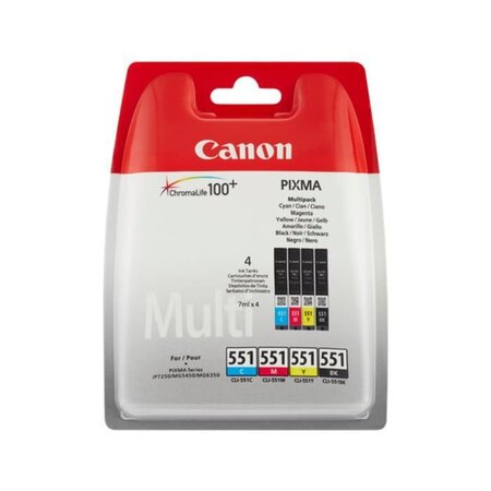 Canon Pack Cartouches CLI-551 C 3 Couleurs + Noir Blister non sécurisé