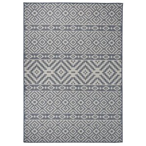 vidaXL Tapis à tissage plat d'extérieur 140x200 cm Rayures bleues