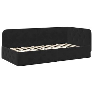vidaXL Cadre de lit d'angle Noir 90 x 200 cm Velours
