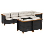 vidaXL Salon de jardin 7 Pièces avec coussins noir résine tressée