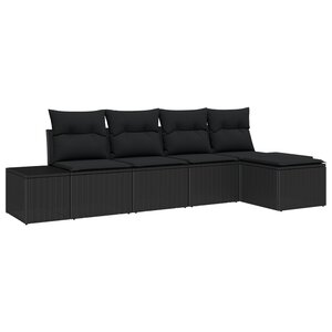 vidaXL Ensemble de 5 Pièces de Canapé de Jardin avec Coussins en Poly Rattan Noir