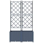 vidaXL Bac à fleurs avec Treillis 2 Pièces Gris 80 x 40 x 143 cm PP