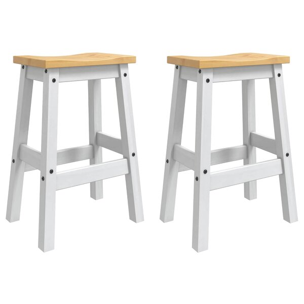 vidaXL Tabouret de bar 2 pc Blanc et Cire de Miel 44 x 30 x 63 cm