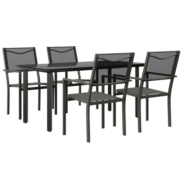 vidaXL Ensemble à manger de jardin 5 Pièces noir textilène et acier