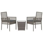 vidaXL Ensemble bistro de jardin 3 Pièces Gris Poly rotin