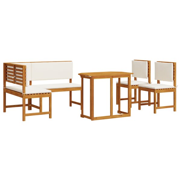 vidaXL Ensemble de salle à manger de jardin avec coussins - Bois d'acacia massif 4 pièces
