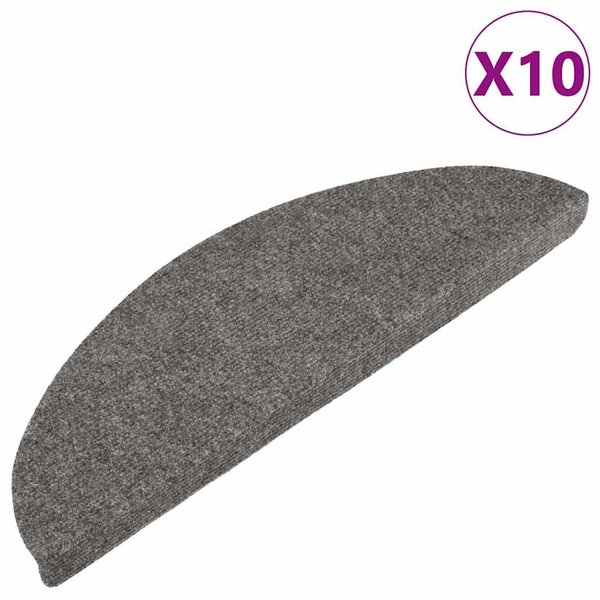 vidaXL Tapis d'escalier auto-adhésifs 10 Pièces gris 56x17x3 cm