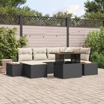 vidaXL Ensemble de salle à manger pour jardin 7 Pièces Beige  Noir