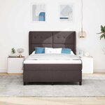 vidaXL Lit à ressorts avec matelas Marron foncé 140 x 200 cm tissu