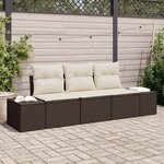 vidaXL Ensemble de canapé de jardin 3 Pièces Marron Poly rotin