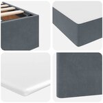 vidaXL Lit de rangement LED avec matelas Gris foncé 160 x 200 cm