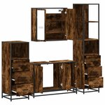 vidaXL Ensemble meubles salle de bain 4 Pièces chêne fumé bois ingénierie