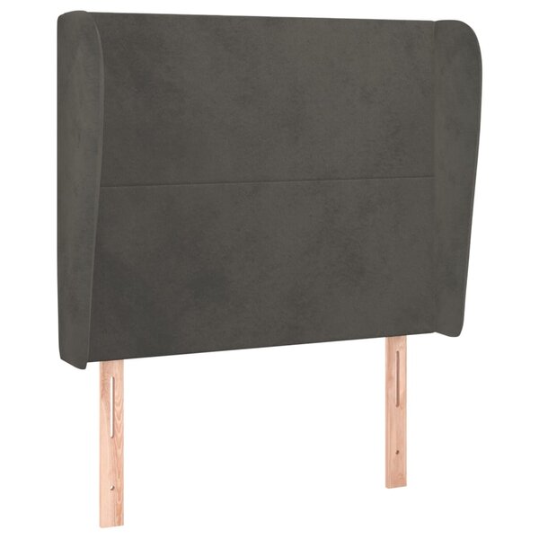 vidaXL Tête de lit avec oreilles Gris foncé 103x23x118/128 cm Velours