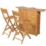 vidaXL Mobilier de bistro 3Pièces et chaises pliables Bois de teck solide