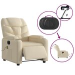 vidaXL Fauteuil inclinable de massage électrique crème tissu