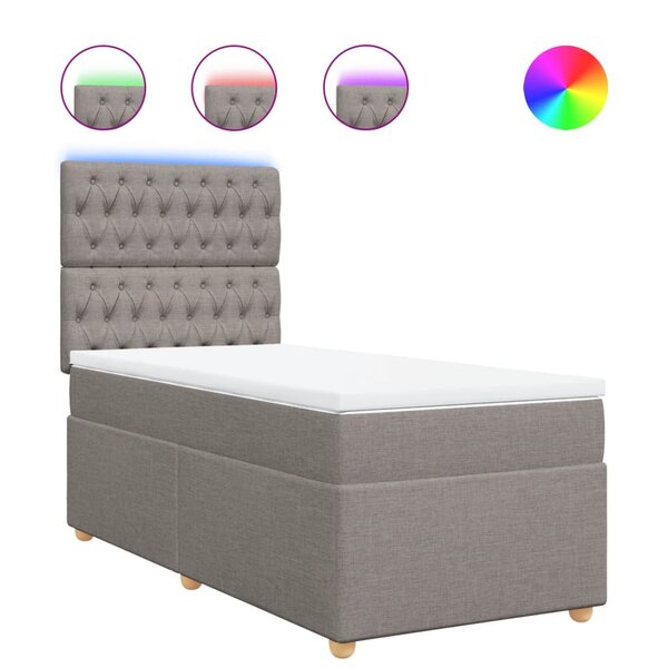 vidaXL Sommier à lattes de lit avec matelas Taupe 90x190 cm Tissu
