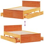 vidaXL Cadre de lit sans matelas avec tête de lit brun cire 120x200 cm