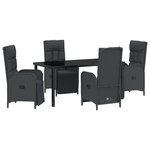 vidaXL Ensemble de salle à manger de jardin 5 pièces avec coussins Noir Poly Rattan