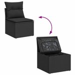 vidaXL Salon de jardin 7 Pièces avec coussins noir résine tressée