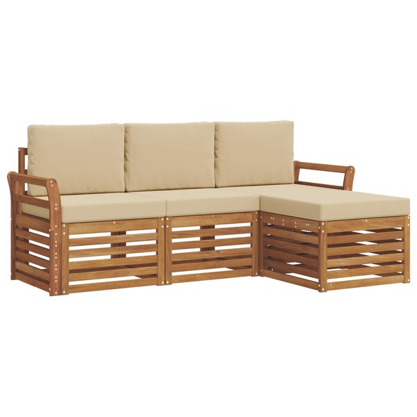 vidaXL Ensemble de canapés d'extérieur 4 pc Naturel et Beige