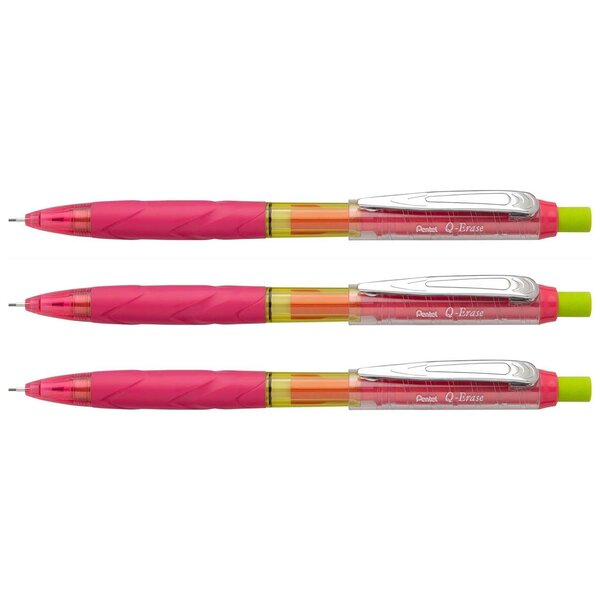Porte-mines Q-Erase  0 5 mm  pink/jaune x 3 PENTEL