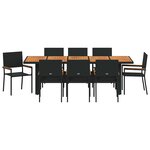 vidaXL Ensemble de salle à manger pour jardin 9 Pièces Noir Poly rotin