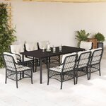 vidaXL Ensemble à manger de jardin 9Pièces coussins noir résine tressée