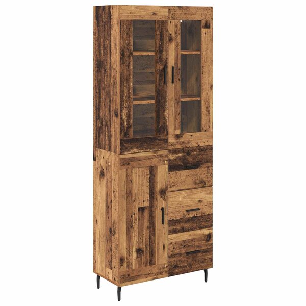 vidaXL Haut Armoire 2 Pièces Bois Ancien Bois Aggloméré et Verre