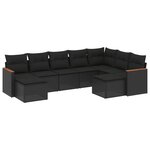 vidaXL Salon de jardin 9 Pièces avec coussins noir résine tressée