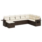 vidaXL Salon de jardin 8 Pièces avec coussins marron résine tressée