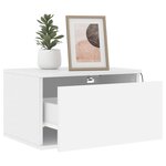 vidaXL Table de chevet murale avec lumières LED blanc