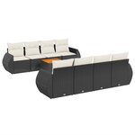 vidaXL Salon de jardin 9 Pièces avec coussins noir résine tressée