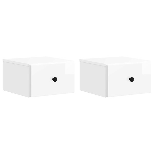 vidaXL Cabinet de chevet mural 2 pc Blanc brillant 34 5 x 33 x 20 cm