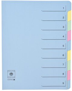 Trieur 9 onglets en dossier Dos extensible Rubriques imprimées Bleu COUTAL