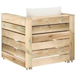 vidaXL Salon de jardin 2 Pièces avec coussins vert bois imprégné