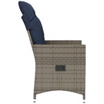 vidaXL Chaise de jardin inclinable avec coussins en résine tressée grise
