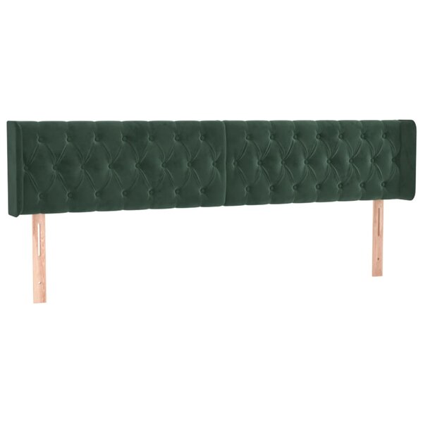vidaXL Tête de lit avec oreilles Vert foncé 183x16x78/88 cm Velours