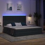 vidaXL Lit avec rangement et LED Gris foncé 200 x 200 cm Velours